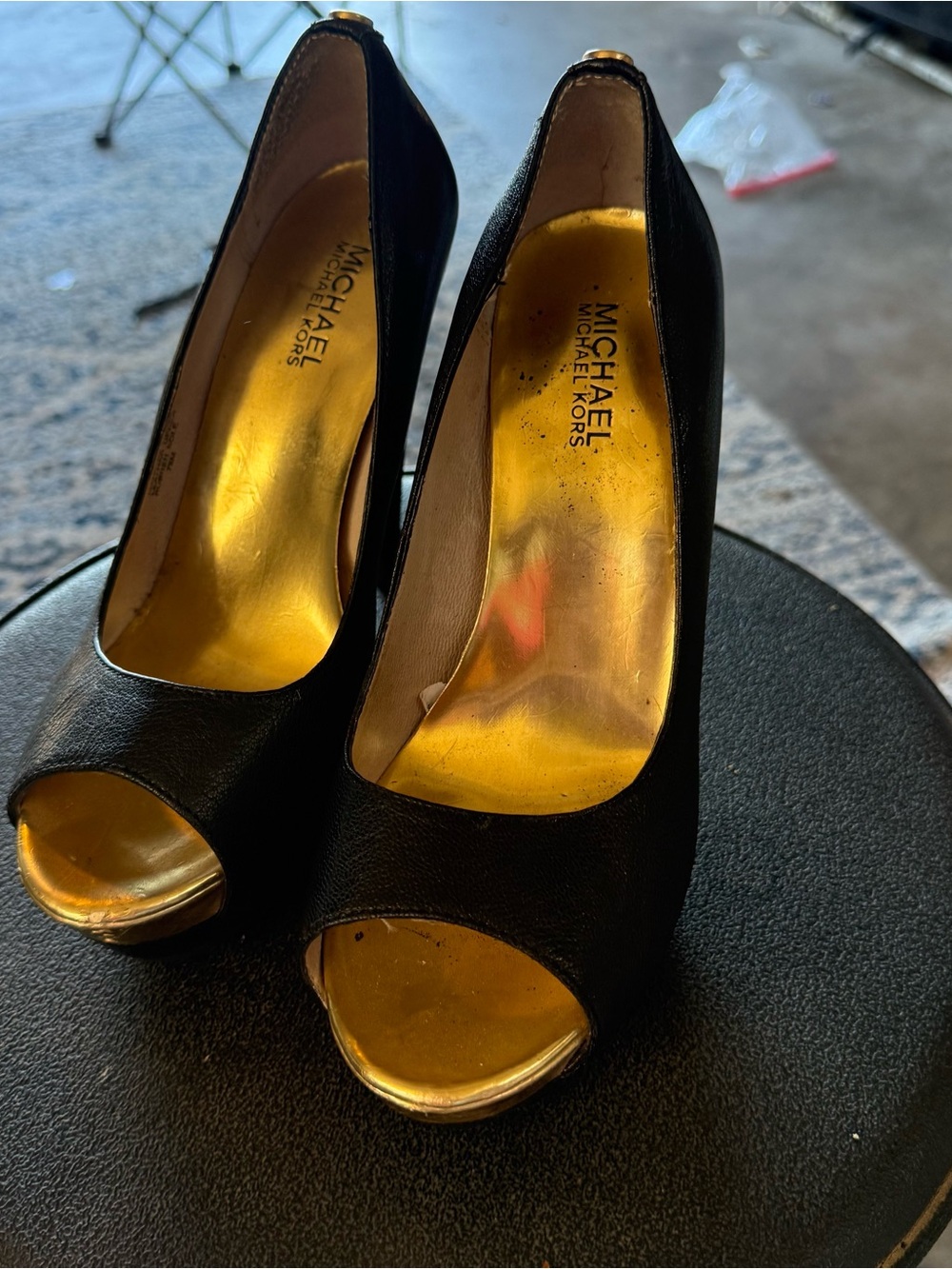 Michael Kors Black Peep-Toe Platform Stilettos - Picture 2 of 5